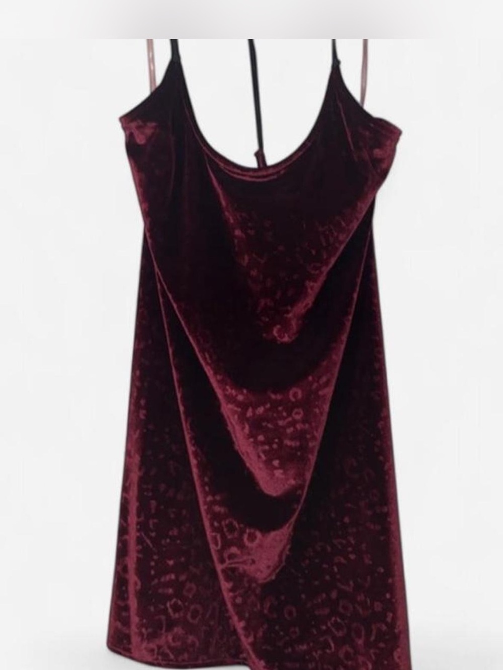 Umgee Velvet Slip Dress in Deep Burgundy w Cheetah Print